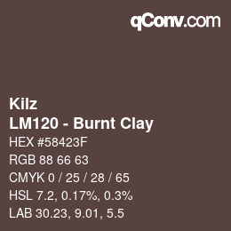 カラーコード: Kilz - LM120 - Burnt Clay | qconv.com