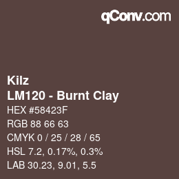 カラーコード: Kilz - LM120 - Burnt Clay | qconv.com