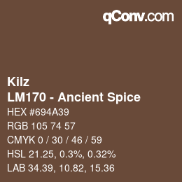 Code couleur: Kilz - LM170 - Ancient Spice | qconv.com