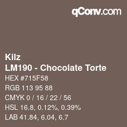 カラーコード: Kilz - LM190 - Chocolate Torte | qconv.com