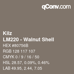 カラーコード: Kilz - LM220 - Walnut Shell | qconv.com