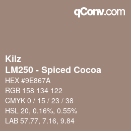 Color code: Kilz - LM250 - Spiced Cocoa | qconv.com