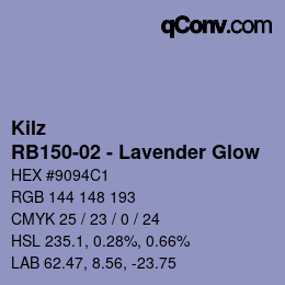 カラーコード: Kilz - RB150-02 - Lavender Glow | qconv.com