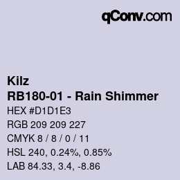 Color code: Kilz - RB180-01 - Rain Shimmer | qconv.com