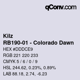 Color code: Kilz - RB190-01 - Colorado Dawn | qconv.com