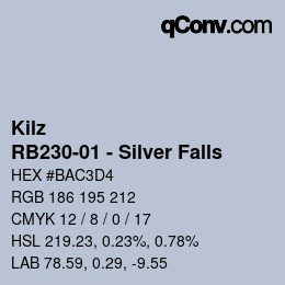 Color code: Kilz - RB230-01 - Silver Falls | qconv.com