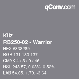 Color code: Kilz - RB250-02 - Warrior | qconv.com