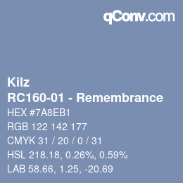 カラーコード: Kilz - RC160-01 - Remembrance | qconv.com