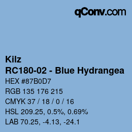 カラーコード: Kilz - RC180-02 - Blue Hydrangea | qconv.com