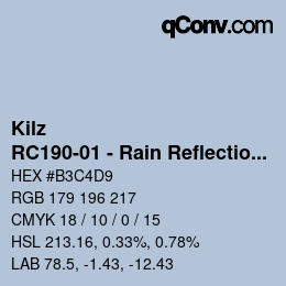 Color code: Kilz - RC190-01 - Rain Reflection | qconv.com