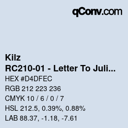 Color code: Kilz - RC210-01 - Letter To Juliet | qconv.com
