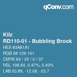 Color code: Kilz - RD110-01 - Bubbling Brook | qconv.com