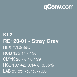 Color code: Kilz - RE120-01 - Stray Gray | qconv.com