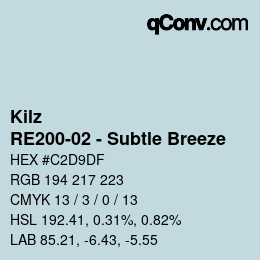 カラーコード: Kilz - RE200-02 - Subtle Breeze | qconv.com