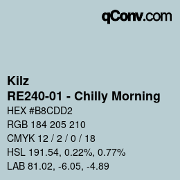 Color code: Kilz - RE240-01 - Chilly Morning | qconv.com