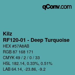 Color code: Kilz - RF120-01 - Deep Turquoise | qconv.com