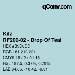 Color code: Kilz - RF200-02 - Drop Of Teal | qconv.com