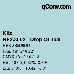 カラーコード: Kilz - RF200-02 - Drop Of Teal | qconv.com