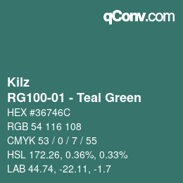 カラーコード: Kilz - RG100-01 - Teal Green | qconv.com