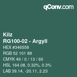 Color code: Kilz - RG100-02 - Argyll | qconv.com