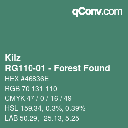 カラーコード: Kilz - RG110-01 - Forest Found | qconv.com