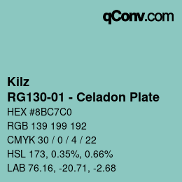 Color code: Kilz - RG130-01 - Celadon Plate | qconv.com