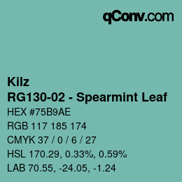 カラーコード: Kilz - RG130-02 - Spearmint Leaf | qconv.com