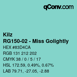 Color code: Kilz - RG150-02 - Miss Golightly | qconv.com