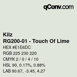 カラーコード: Kilz - RG200-01 - Touch Of Lime | qconv.com