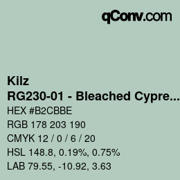 Color code: Kilz - RG230-01 - Bleached Cypress | qconv.com