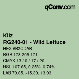 Color code: Kilz - RG240-01 - Wild Lettuce | qconv.com