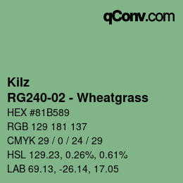 カラーコード: Kilz - RG240-02 - Wheatgrass | qconv.com
