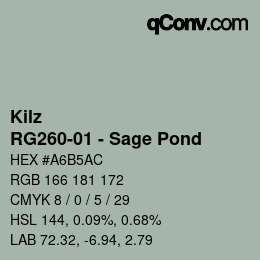 Color code: Kilz - RG260-01 - Sage Pond | qconv.com