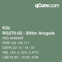 カラーコード: Kilz - RG270-02 - Bitter Arugula | qconv.com