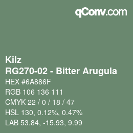 Color code: Kilz - RG270-02 - Bitter Arugula | qconv.com