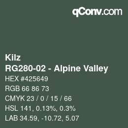 Color code: Kilz - RG280-02 - Alpine Valley | qconv.com