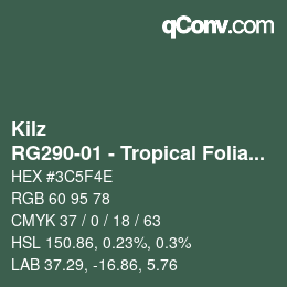 Color code: Kilz - RG290-01 - Tropical Foliage | qconv.com