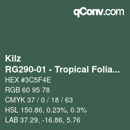 カラーコード: Kilz - RG290-01 - Tropical Foliage | qconv.com
