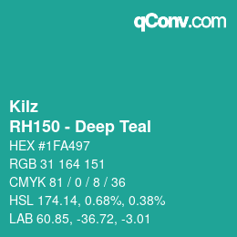 カラーコード: Kilz - RH150 - Deep Teal | qconv.com
