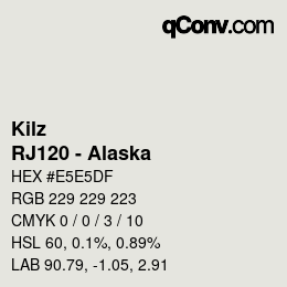 Color code: Kilz - RJ120 - Alaska | qconv.com