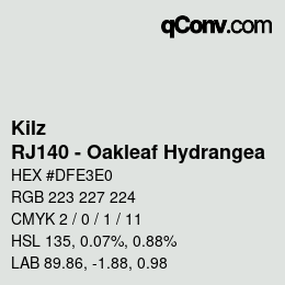 Código de color: Kilz - RJ140 - Oakleaf Hydrangea | qconv.com
