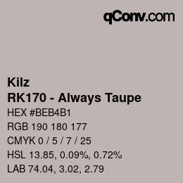 Color code: Kilz - RK170 - Always Taupe | qconv.com