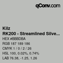 Color code: Kilz - RK200 - Streamlined Silver | qconv.com