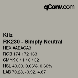 カラーコード: Kilz - RK230 - Simply Neutral | qconv.com