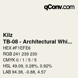 カラーコード: Kilz - TB-08 - Architectural White | qconv.com
