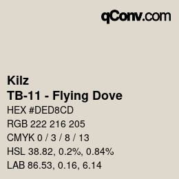 Color code: Kilz - TB-11 - Flying Dove | qconv.com