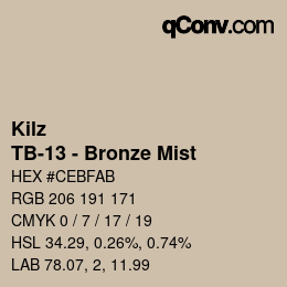 カラーコード: Kilz - TB-13 - Bronze Mist | qconv.com