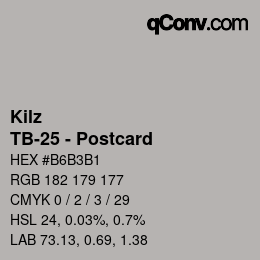 Color code: Kilz - TB-25 - Postcard | qconv.com