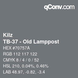 Color code: Kilz - TB-37 - Old Lamppost | qconv.com