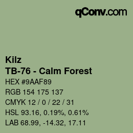 Color code: Kilz - TB-76 - Calm Forest | qconv.com